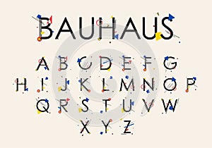 Alphabet BAUHAUS made up of simple geometric shapes, inspired by Bauhaus school and paintings of Wassily Kandin photo